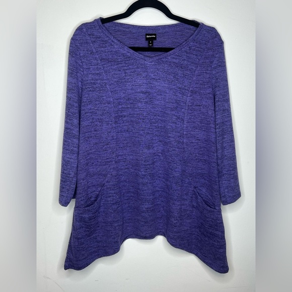 Chico's Tops - Dress Barn purple sweater size medium V Neck Long Sleeve Pockets Tunic Heathered